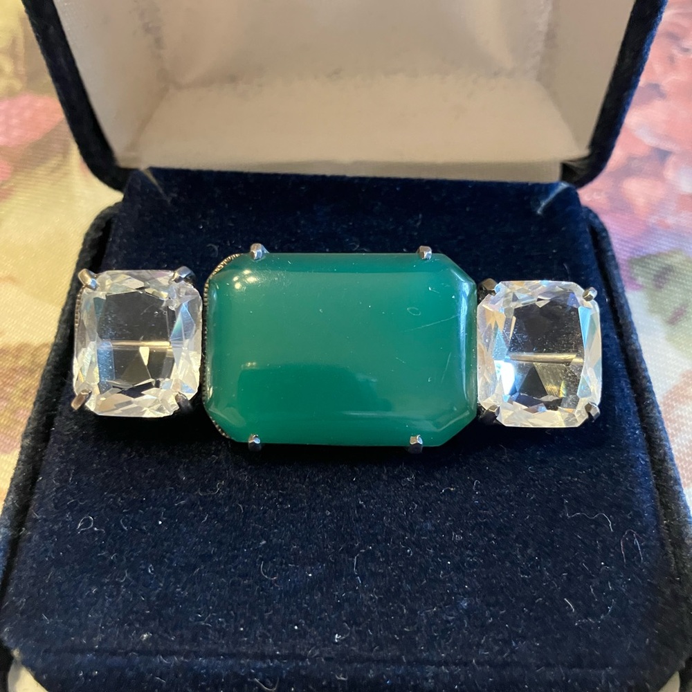 STERLING SILVER ART DECO STYLE Three-Stone Brooch - Women Jewelry